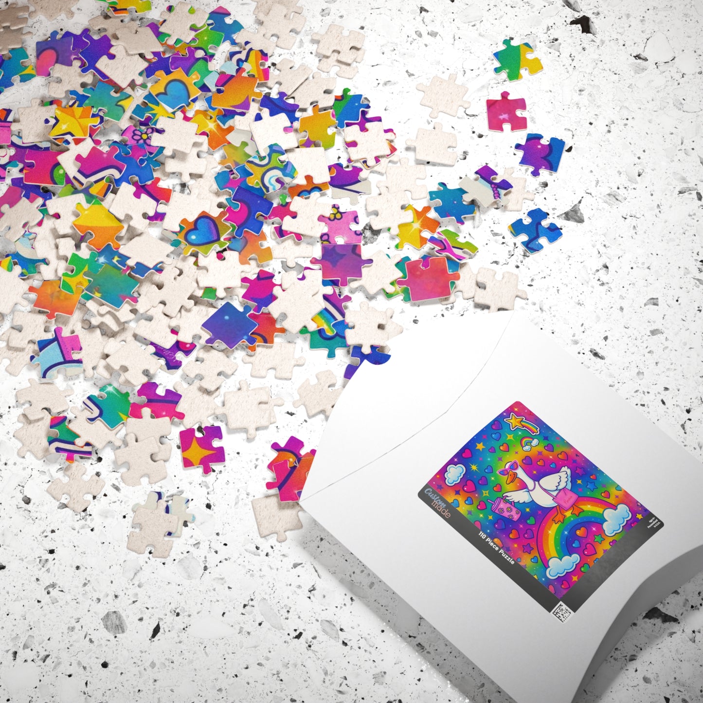Rainbow Porch Goose Puzzle | Colorful Hearts Stars 252-1014 pcs