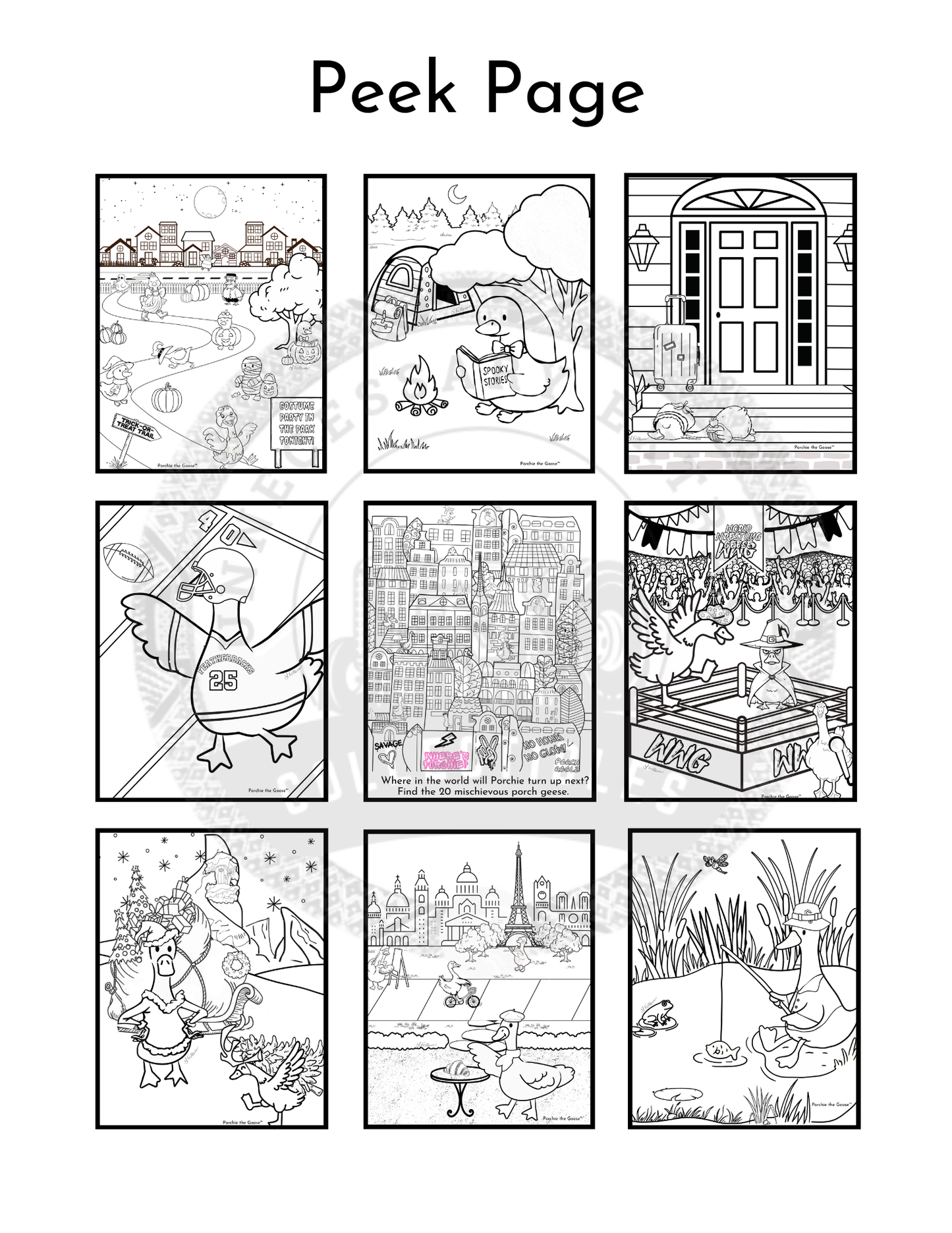 The Goose Got Loose – Digital Coloring Book | Porchie the Porch Goose