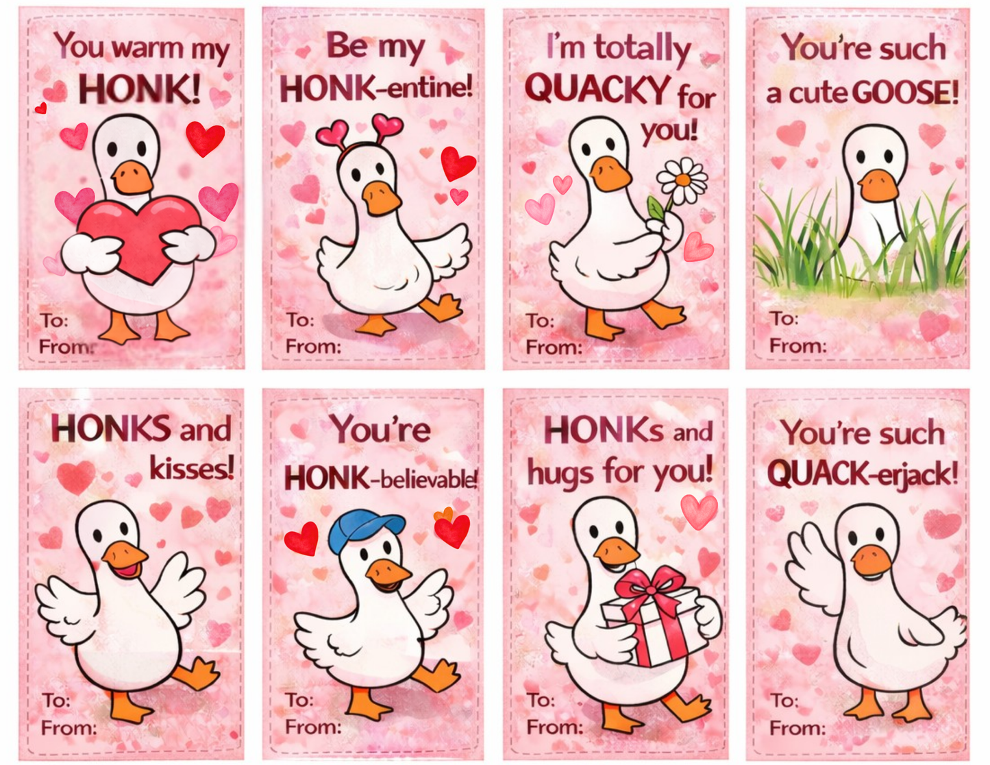 Honk-tastic Valentines – Porch Goose Valentine Cards (Digital Download)