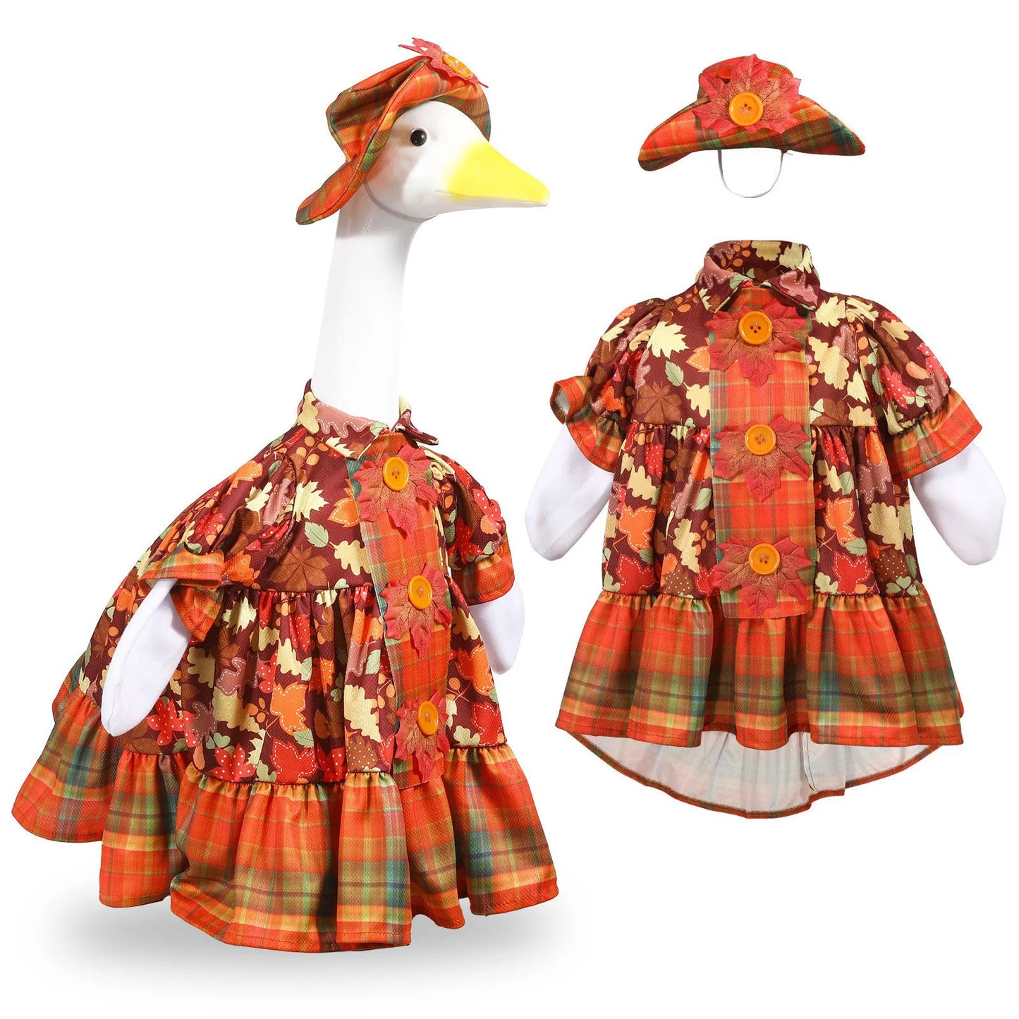 Goose Figurine Outfit Flower Costume Funny Goose Sculpture Clothing Lawn Art Decoration for Spring Summer Tabletop