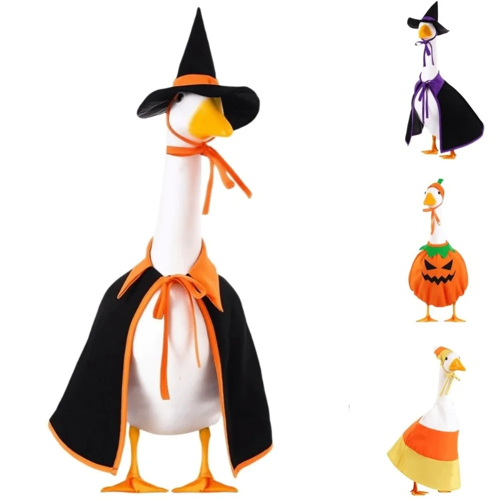 Funny Cloak Halloween Porch Goose Costume Witch Hat 23inch Lawn Goose Outfit Pumpkin Creative Garden Goose Costume Outdoor
