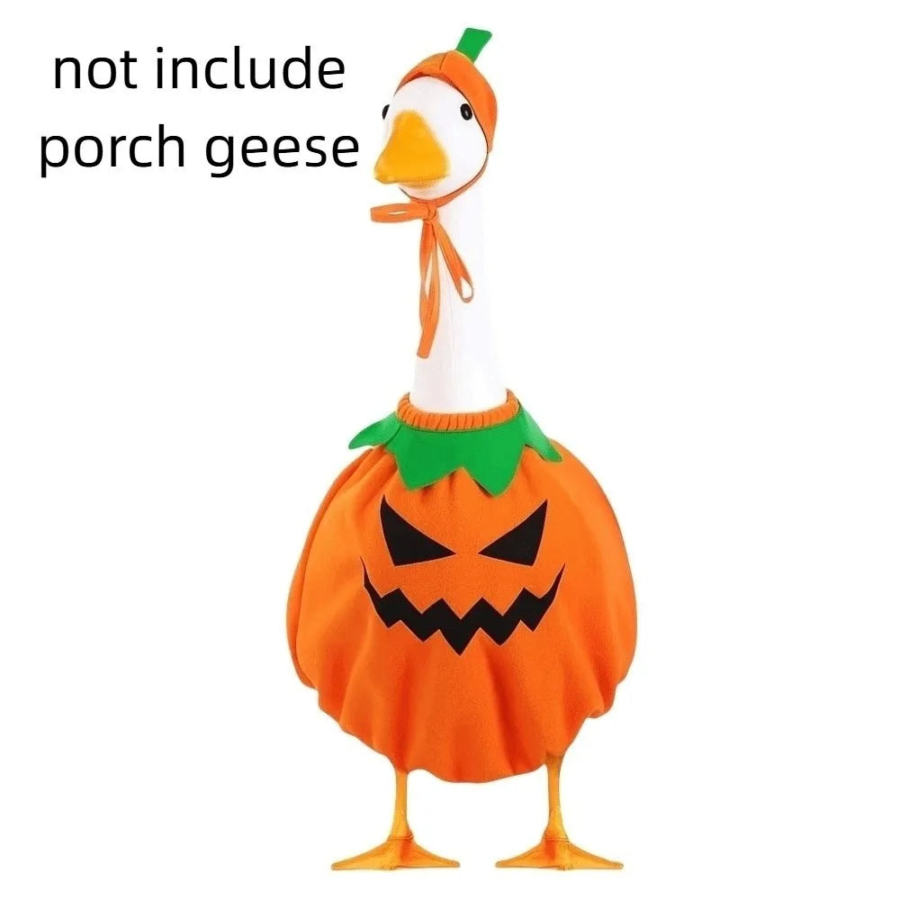 Funny Cloak Halloween Porch Goose Costume Witch Hat 23inch Lawn Goose Outfit Pumpkin Creative Garden Goose Costume Outdoor