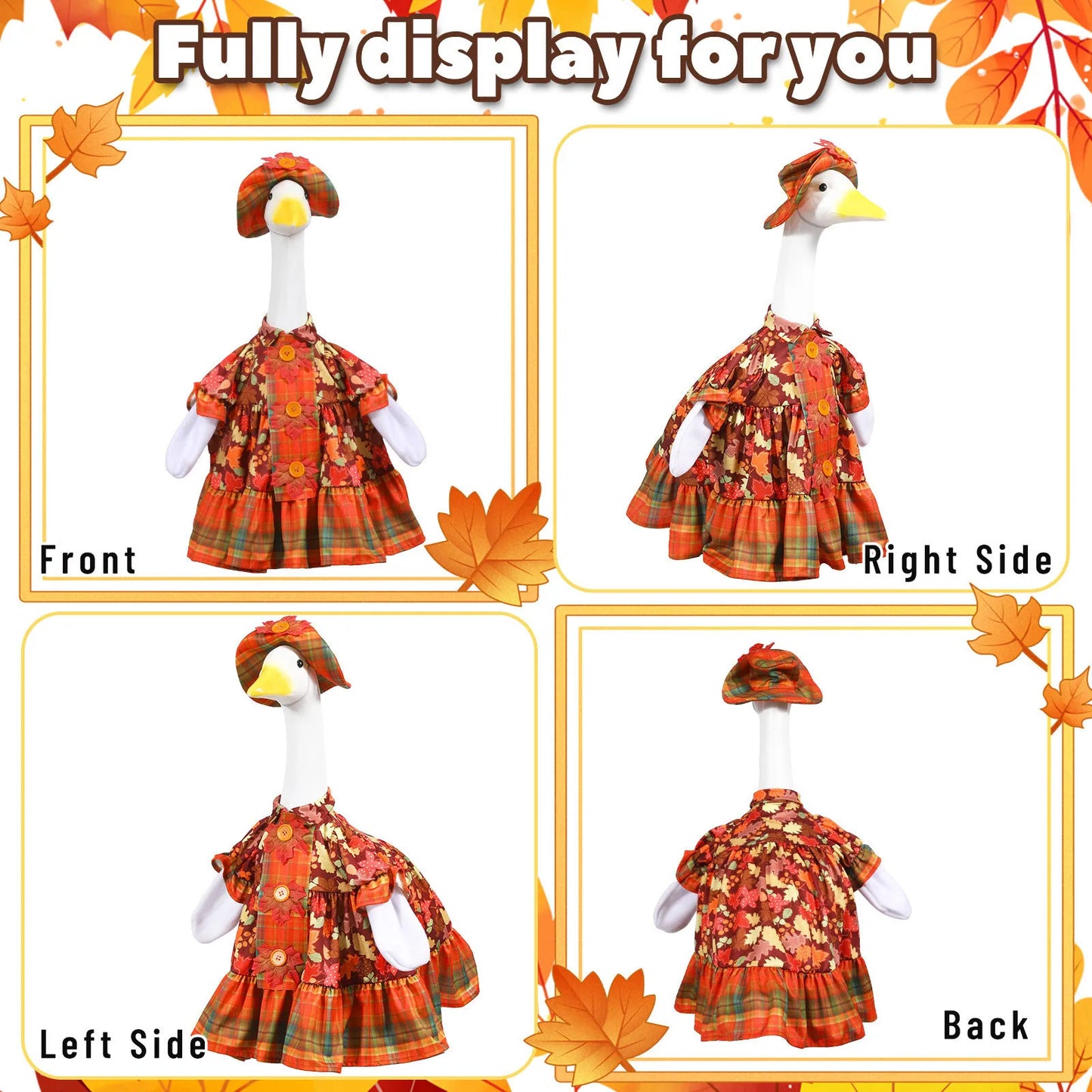 Goose Figurine Outfit Flower Costume Funny Goose Sculpture Clothing Lawn Art Decoration for Spring Summer Tabletop