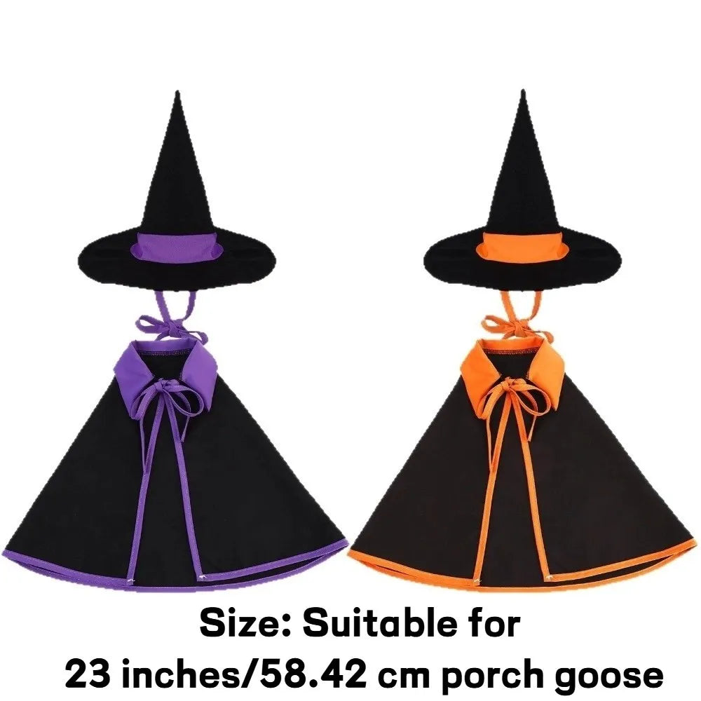 Funny Cloak Halloween Porch Goose Costume Witch Hat 23inch Lawn Goose Outfit Pumpkin Creative Garden Goose Costume Outdoor