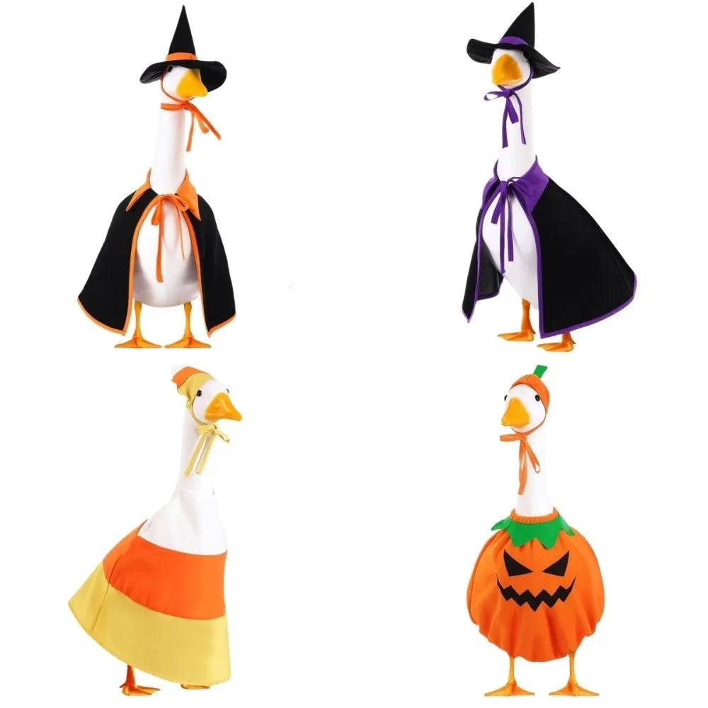Funny Cloak Halloween Porch Goose Costume Witch Hat 23inch Lawn Goose Outfit Pumpkin Creative Garden Goose Costume Outdoor