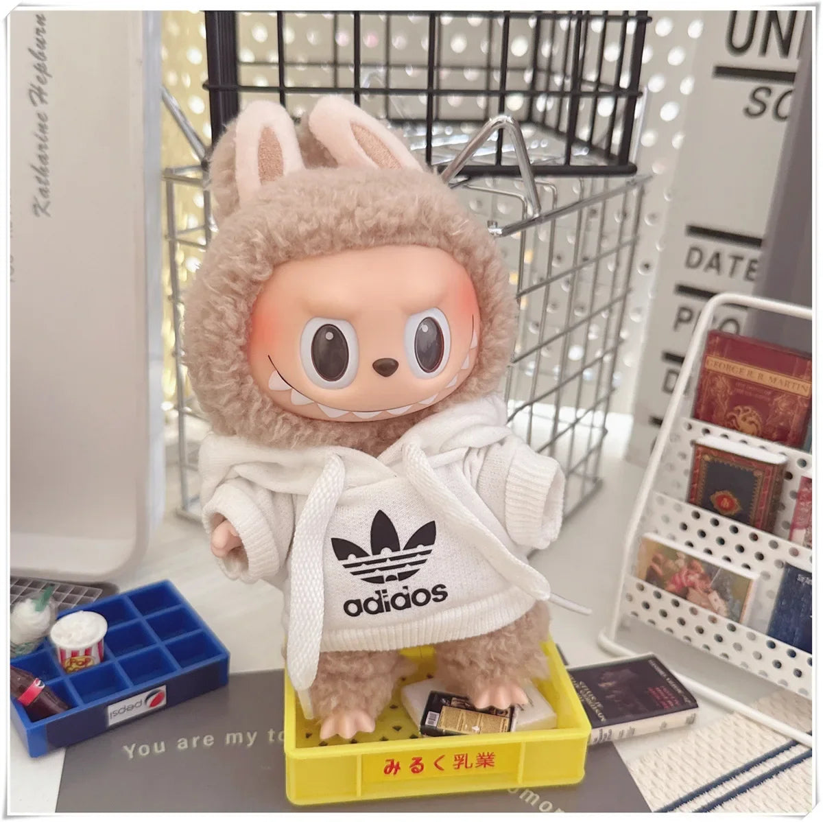 Labubu Doll Clothes Fashion Hoodie, and Pants Set Labubu Idol V1 V2 Dolls Clothing Accessories 15/17cm Plush Doll Universal