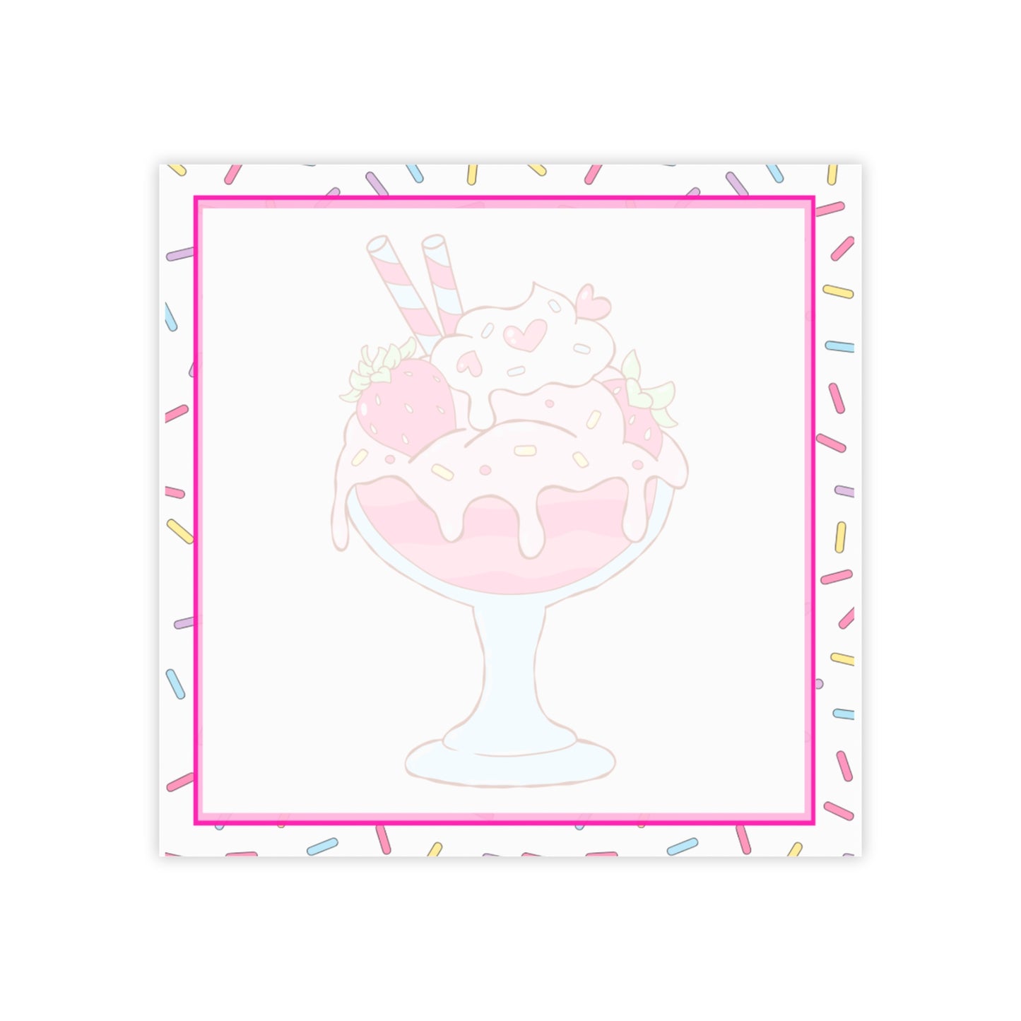 Strawberry Sundae Post-it Note Pads | Cute Ice Cream Dessert Sticky Notes | The Strawberry Sundae Sticky Notes | Sweet Treats Suite