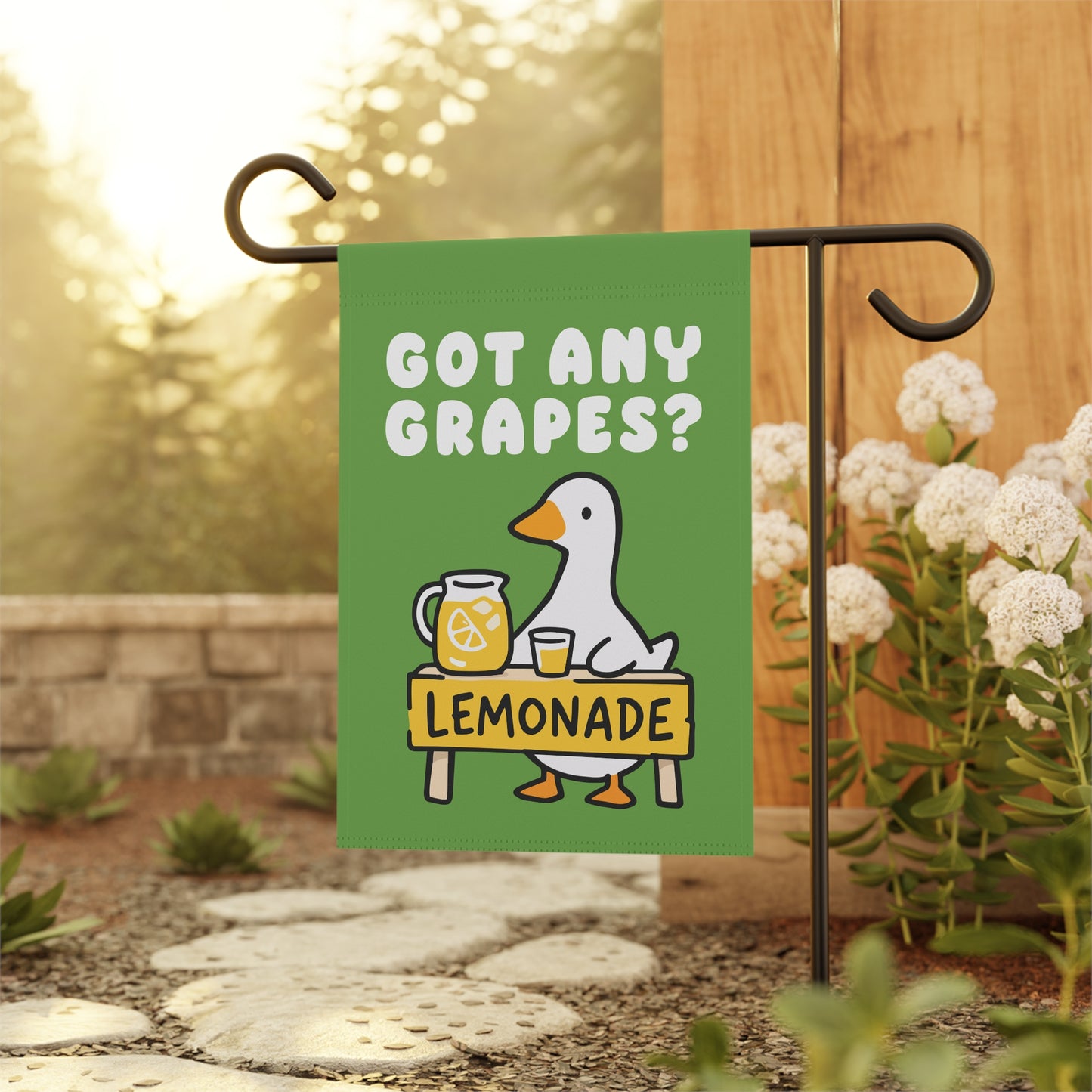 Funny Goose Garden Flag, Got Any Grapes Meme Decor, Lemonade Stand Outdoor Banner, Cute Animal Yard Sign, Summer Garden Decor, Green