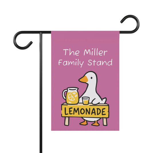 Personalized Goose Lemonade Stand Garden Flag | Custom Family Name Porch Goose Art | Cottagecore Summer Decor Gift