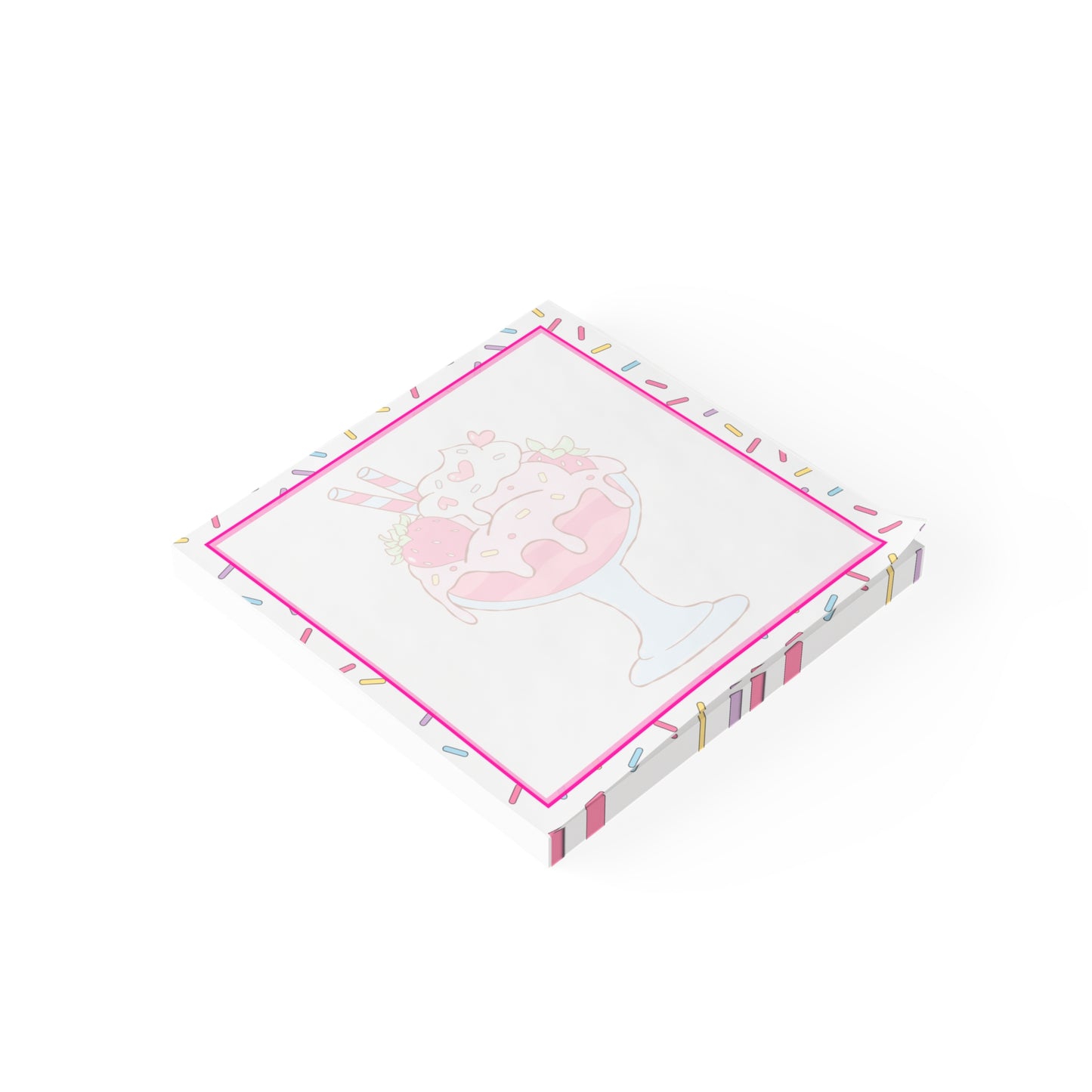 Strawberry Sundae Post-it Note Pads | Cute Ice Cream Dessert Sticky Notes | The Strawberry Sundae Sticky Notes | Sweet Treats Suite