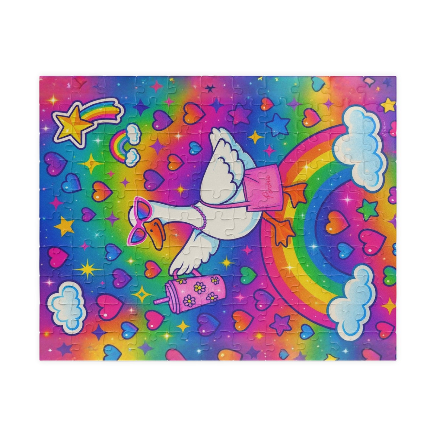 Rainbow Porch Goose Puzzle | Colorful Hearts Stars 252-1014 pcs