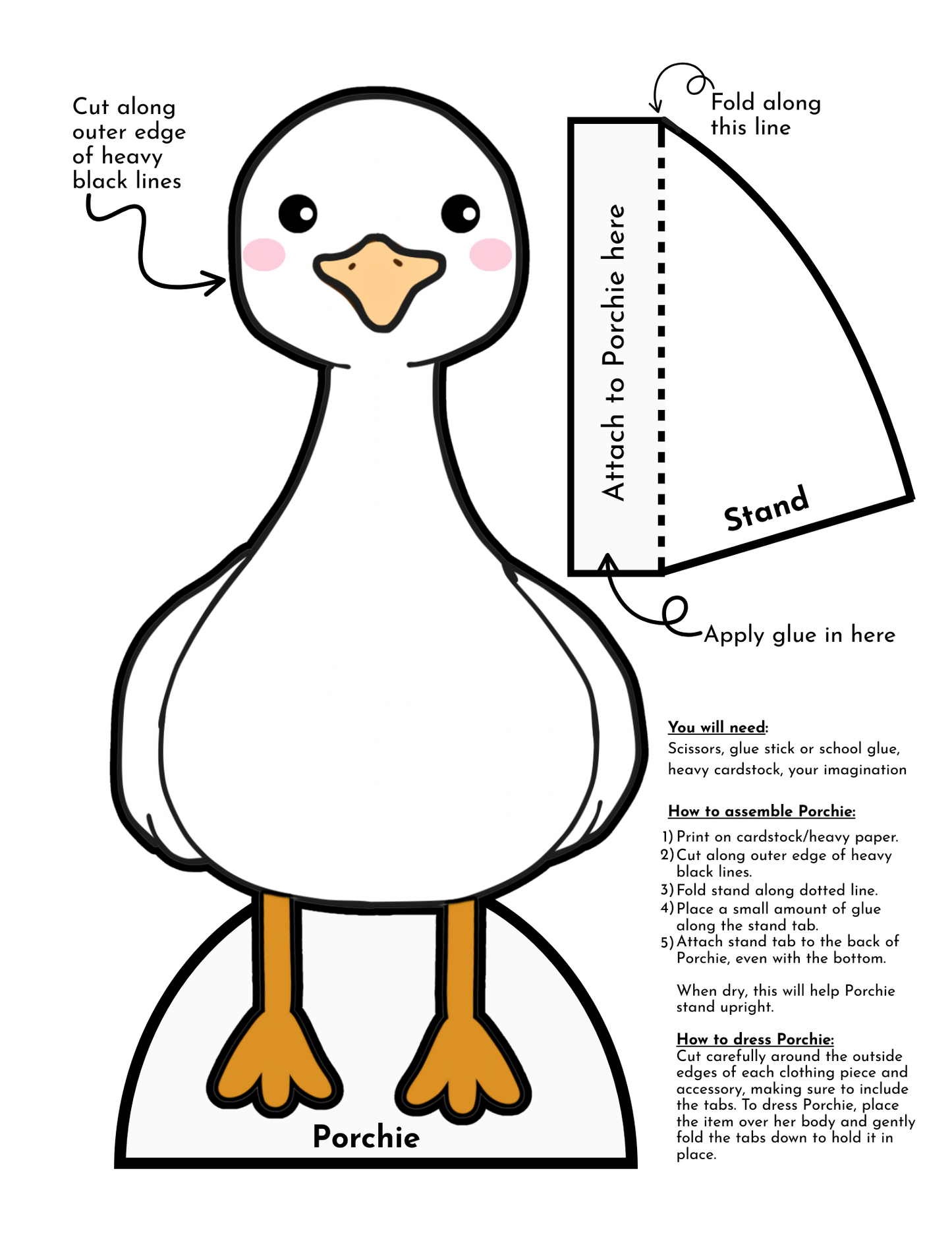 Porchie the Porch Goose Paper Dolls: Festive Feathers-Digital Download