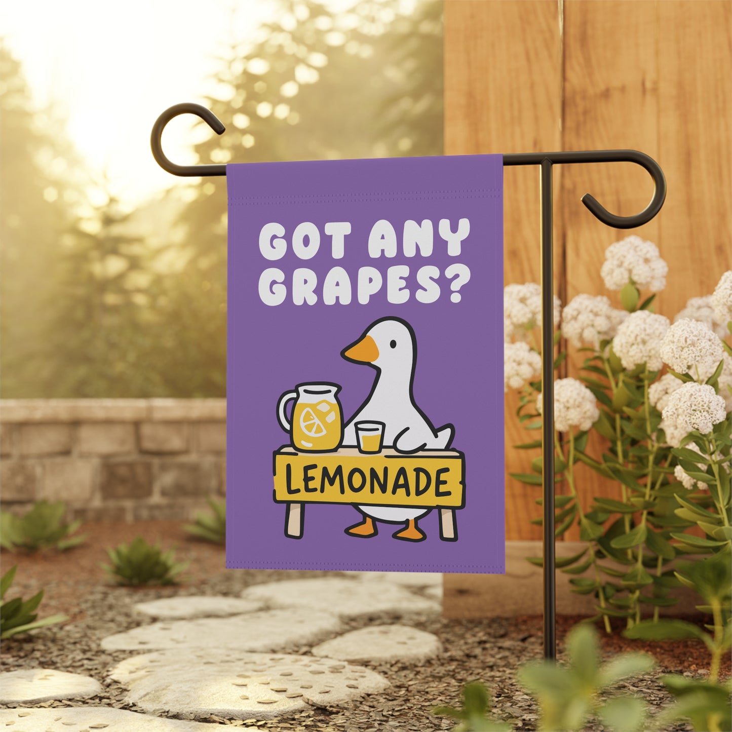 Funny Duck Garden Flag, Got Any Grapes Meme Decor, Lemonade Stand Outdoor Banner, Cute Animal Yard Sign, Summer Garden Decor, Gift for Gen Z