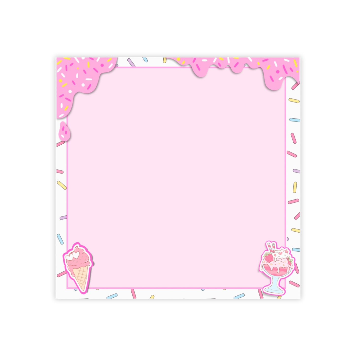 Pink Sprinkle Ice Cream Post-it Note Pads | Dessert Sticky Notes | Sweet Treats Suite Post-it Notes