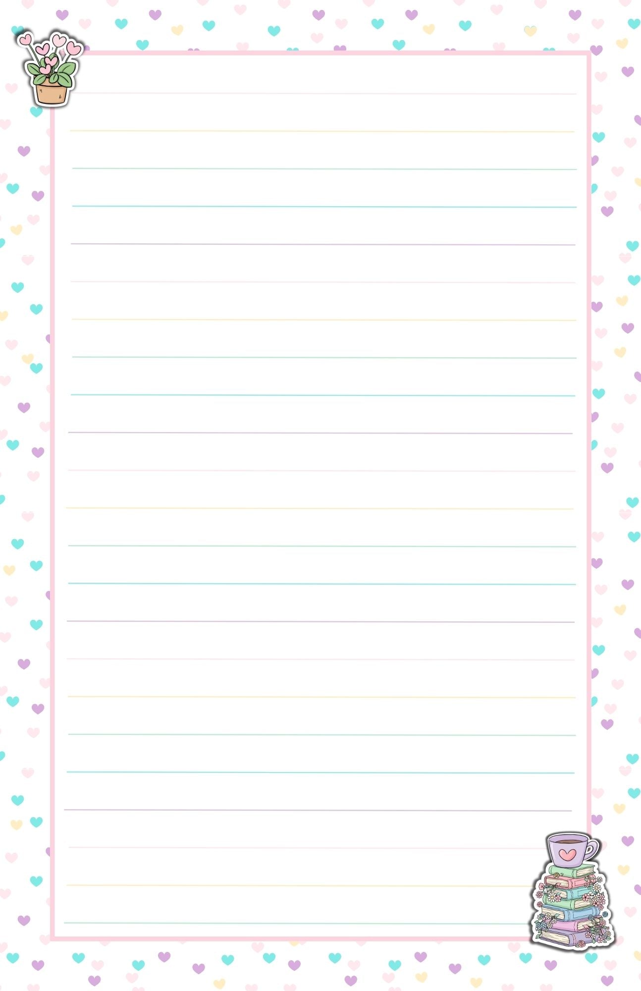 Hearts & Books Digital Planner Set | 3 Pages + Stickers