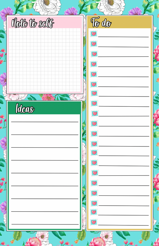 Blue Floral Digital Planner, Notebook & Sticker Bundle