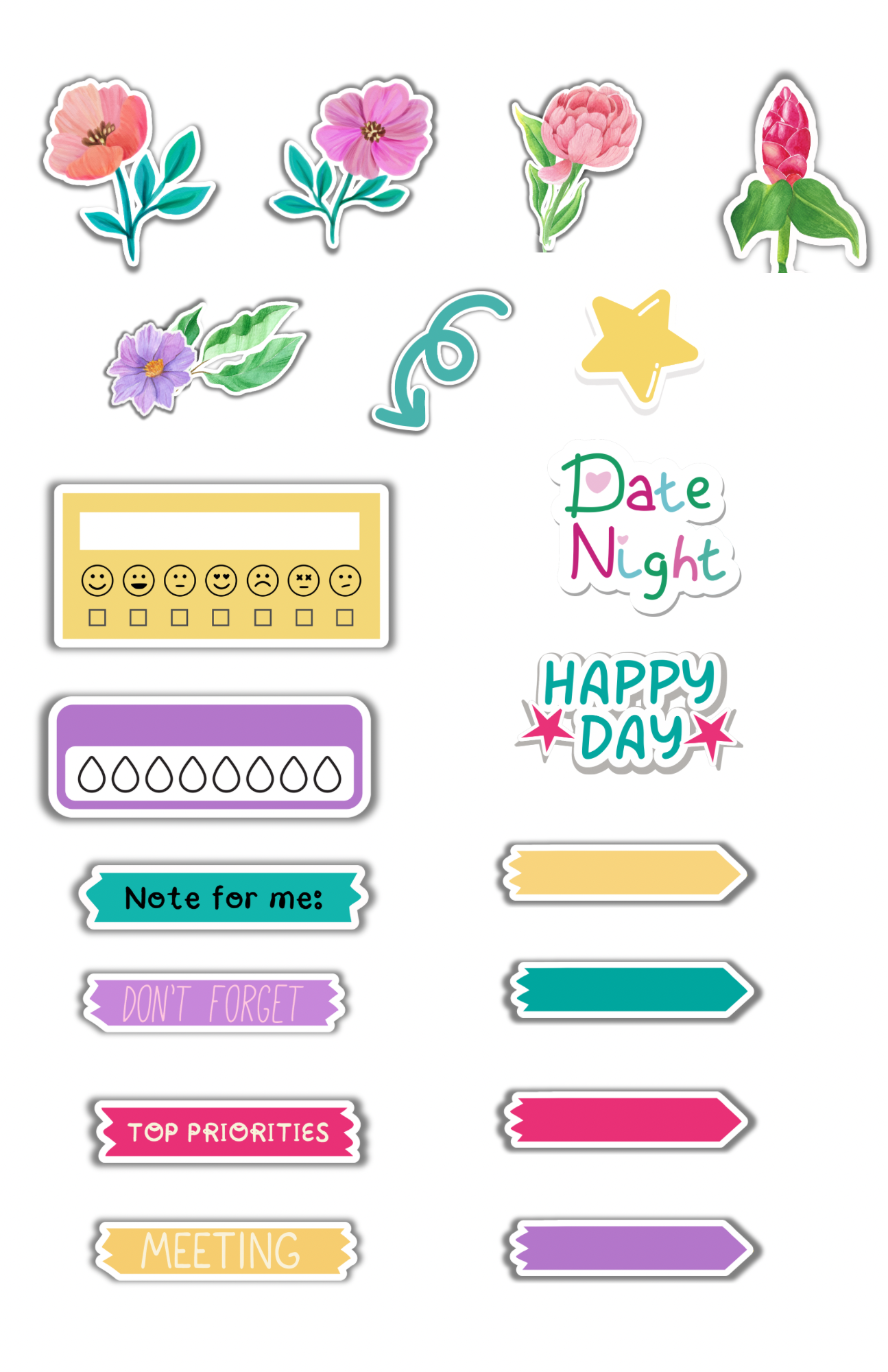 Blue Floral Digital Planner, Notebook & Sticker Bundle