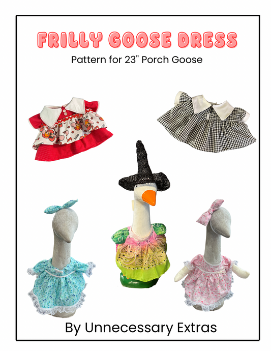 Frilly Goose Dress – Digital Sewing Pattern for 23” Porch Goose —download and print!