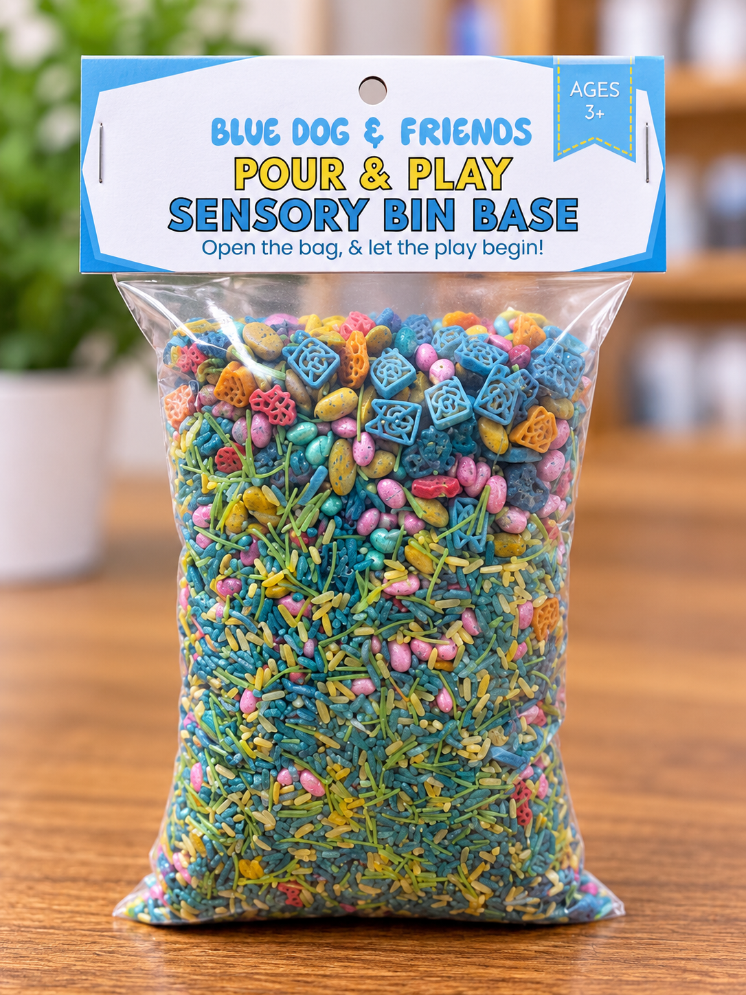 Blue Dog & Friends Sensory Base | Pour & Play Sensory Bin Base