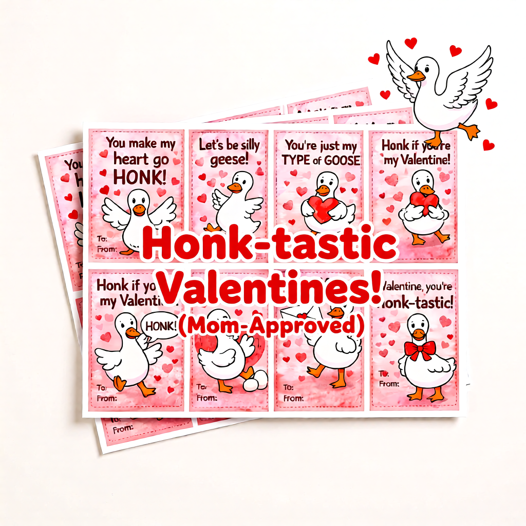 Honk-tastic Goose Valentines – Classroom Valentine Cards (Physical Set)