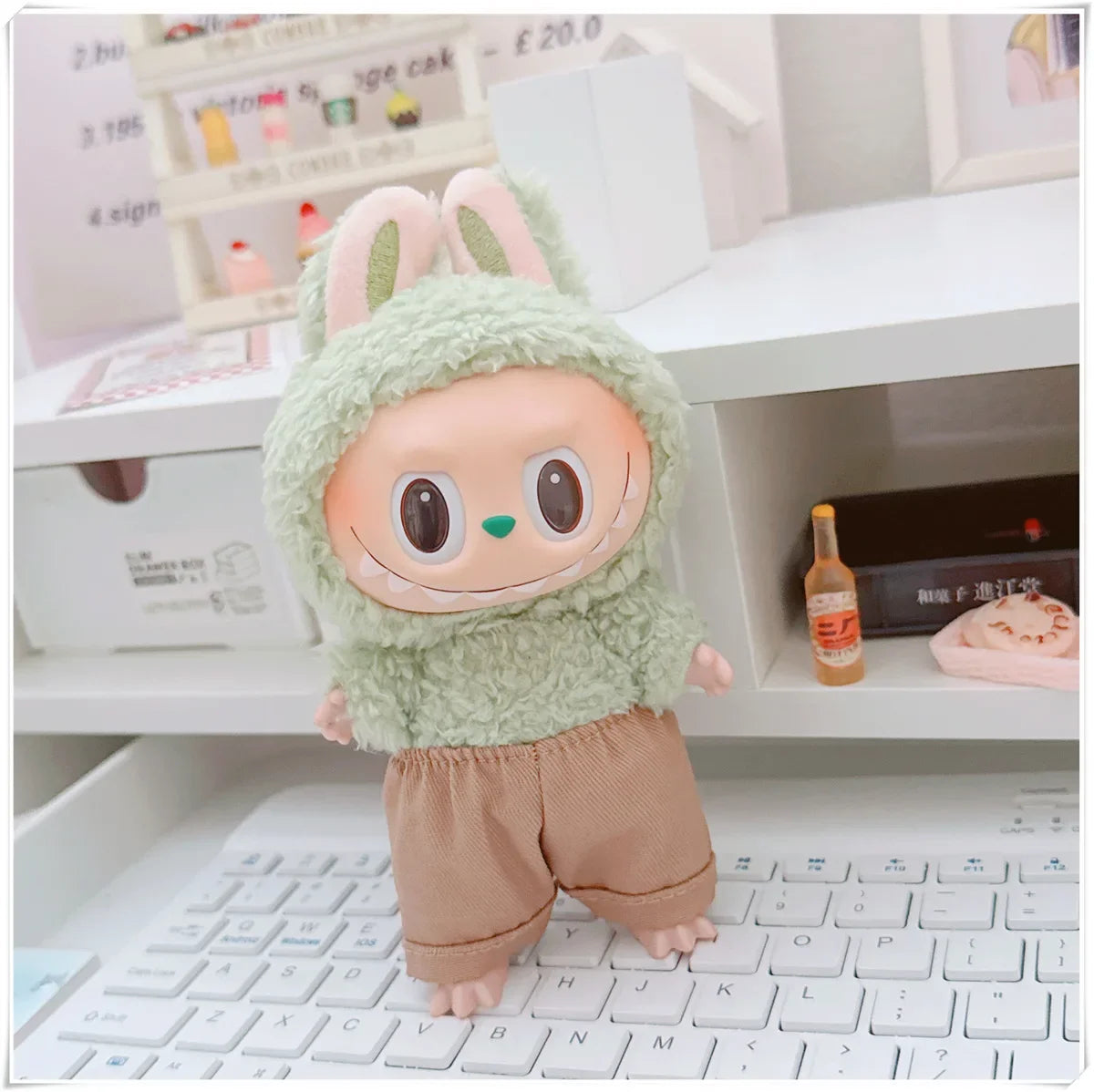 Labubu Doll Clothes Fashion Hoodie, and Pants Set Labubu Idol V1 V2 Dolls Clothing Accessories 15/17cm Plush Doll Universal