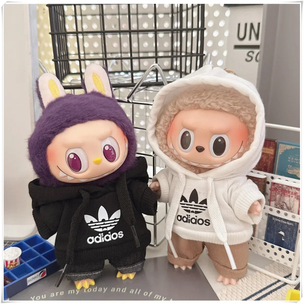 Labubu Doll Clothes Fashion Hoodie, and Pants Set Labubu Idol V1 V2 Dolls Clothing Accessories 15/17cm Plush Doll Universal