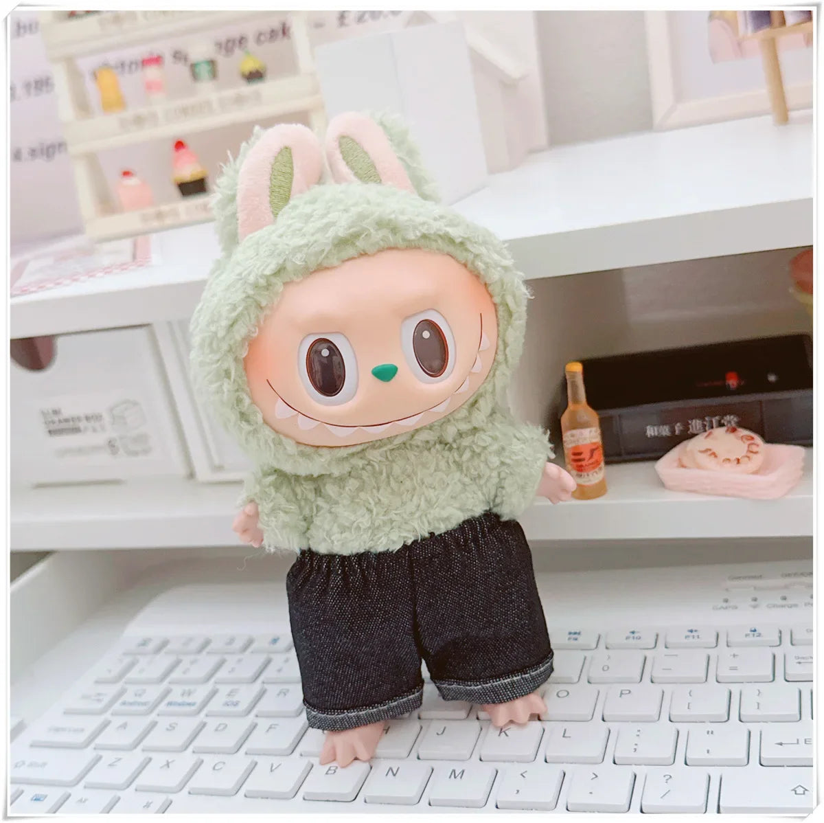 Labubu Doll Clothes Fashion Hoodie, and Pants Set Labubu Idol V1 V2 Dolls Clothing Accessories 15/17cm Plush Doll Universal