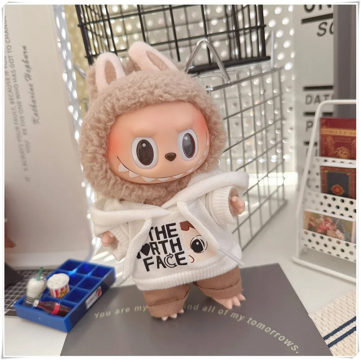 Labubu Doll Clothes Fashion Hoodie, and Pants Set Labubu Idol V1 V2 Dolls Clothing Accessories 15/17cm Plush Doll Universal