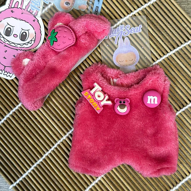 Labubu Doll 17cm Fashion Hoodie Clothing BJD Mini Replacement Cartoon Doll Accessory Cute Decorative Item for Figurines