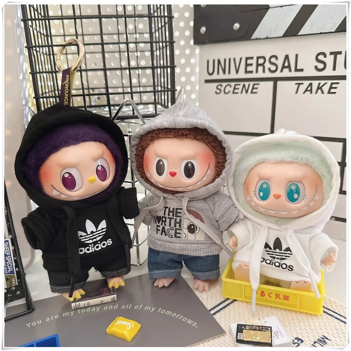 Labubu Doll Clothes Fashion Hoodie, and Pants Set Labubu Idol V1 V2 Dolls Clothing Accessories 15/17cm Plush Doll Universal