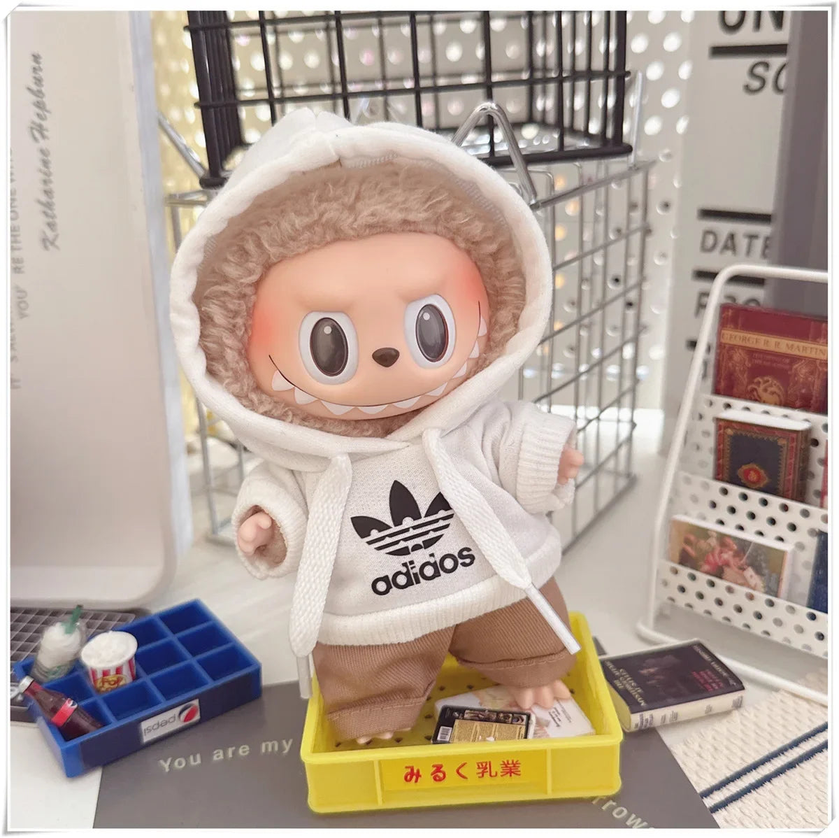 Labubu Doll Clothes Fashion Hoodie, and Pants Set Labubu Idol V1 V2 Dolls Clothing Accessories 15/17cm Plush Doll Universal