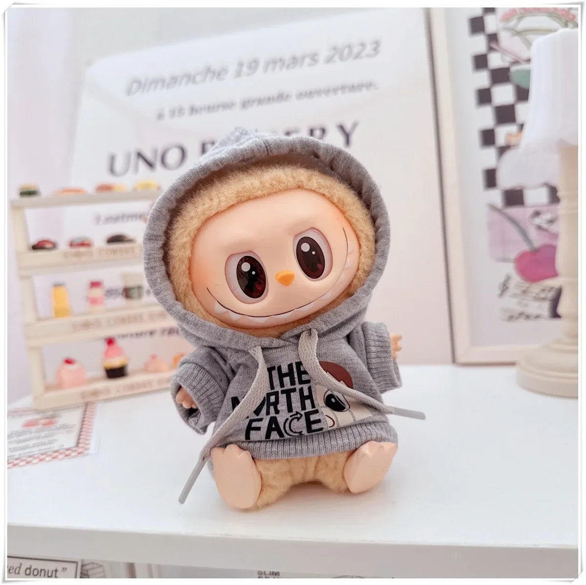 Labubu Doll Clothes Fashion Hoodie, and Pants Set Labubu Idol V1 V2 Dolls Clothing Accessories 15/17cm Plush Doll Universal