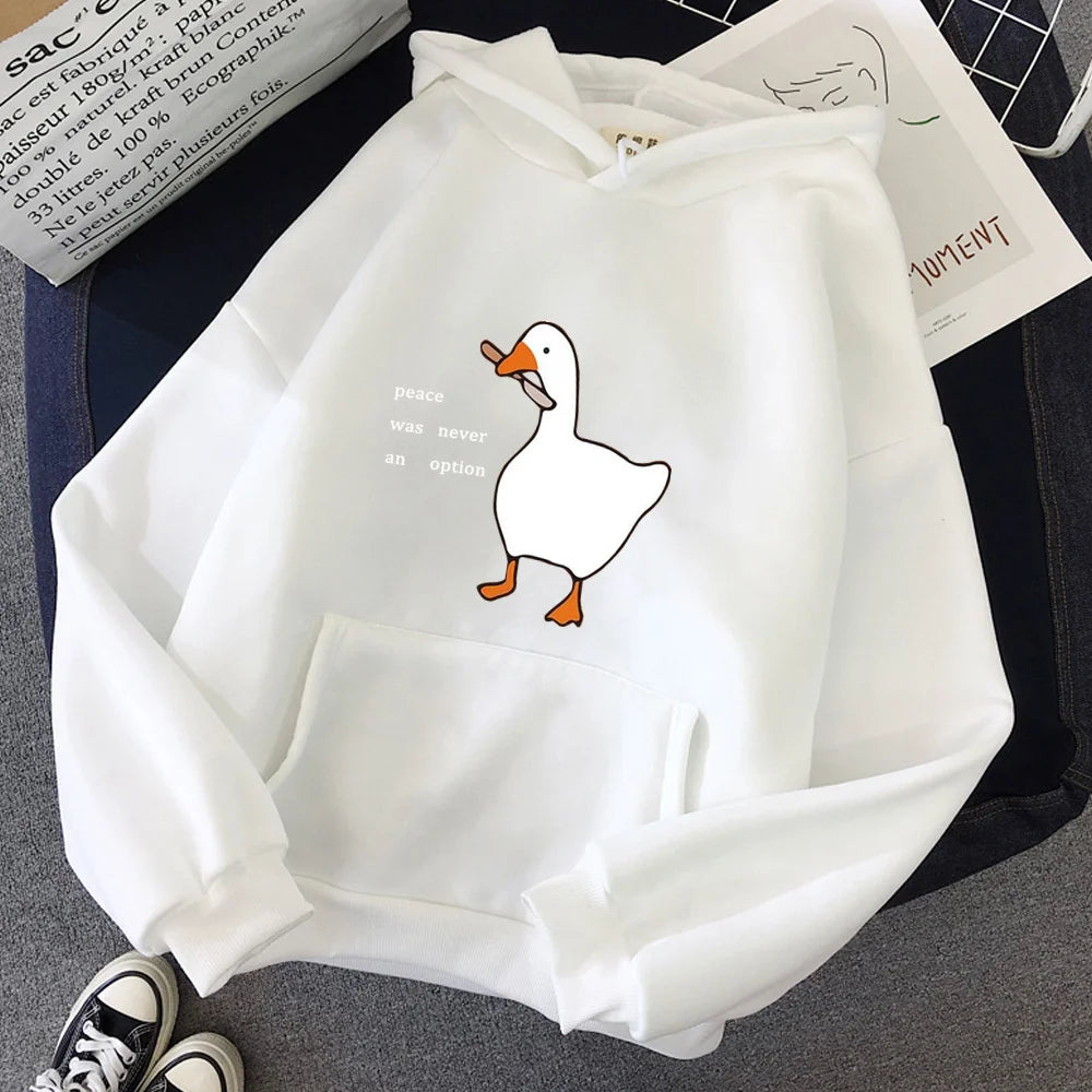 Peace Was Never An Option Goose Print Women Hoodies Fashion Hoody Creativity Hoody Street Pocket Men Hoodie Unisex Clothing