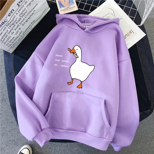 Peace Was Never An Option Goose Print Women Hoodies Fashion Hoody Creativity Hoody Street Pocket Men Hoodie Unisex Clothing