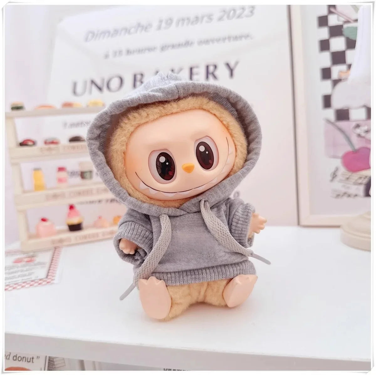 Labubu Doll Clothes Fashion Hoodie, and Pants Set Labubu Idol V1 V2 Dolls Clothing Accessories 15/17cm Plush Doll Universal