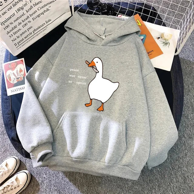 Peace Was Never An Option Goose Print Women Hoodies Fashion Hoody Creativity Hoody Street Pocket Men Hoodie Unisex Clothing