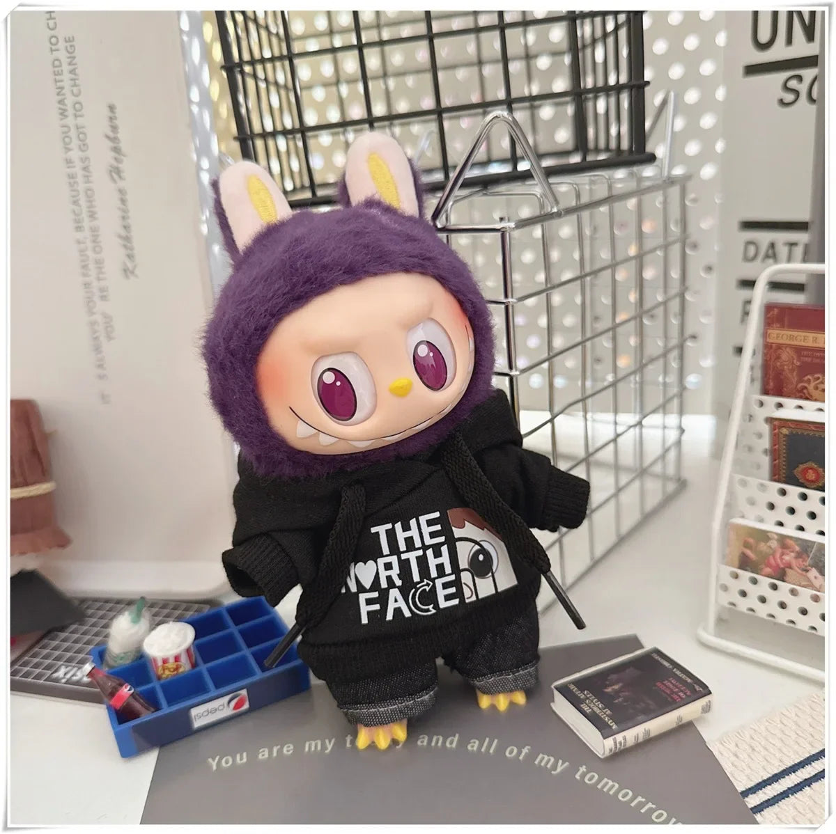 Labubu Doll Clothes Fashion Hoodie, and Pants Set Labubu Idol V1 V2 Dolls Clothing Accessories 15/17cm Plush Doll Universal