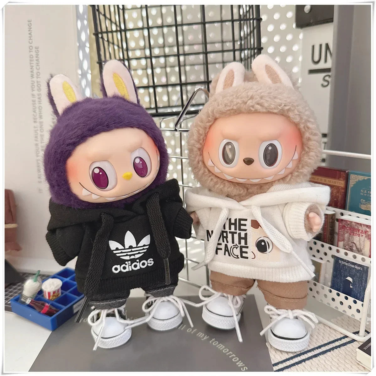 Labubu Doll Clothes Fashion Hoodie, and Pants Set Labubu Idol V1 V2 Dolls Clothing Accessories 15/17cm Plush Doll Universal